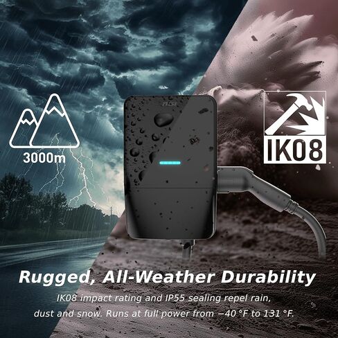 MSI EV Life Type 1 (J1772) Hardwired Level 2 Charger, 240V, 60A, 14.4 kW, IP55 Rated Water and Dust Resistant, IK08 Impact Resistant, UL2594 Certified, Energy Star in Saudi Arabia