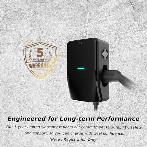 MSI EV Life Type 1 (J1772) Hardwired Level 2 Charger, 240V, 60A, 14.4 kW, IP55 Rated Water and Dust Resistant, IK08 Impact Resistant, UL2594 Certified, Energy Star in Saudi Arabia