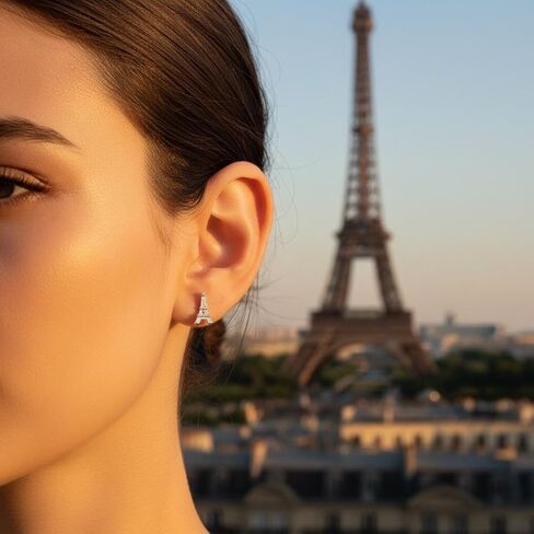 ICYROSE 925 Sterling Silver Eiffel Tower Stud Earrings (Nickel Free) 18881 in Saudi Arabia