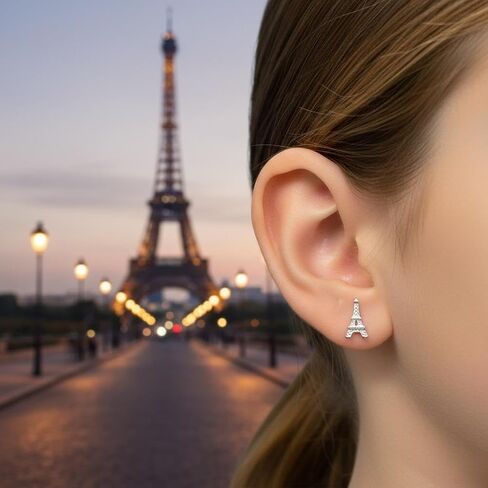 ICYROSE 925 Sterling Silver Eiffel Tower Stud Earrings (Nickel Free) 18881 in Saudi Arabia