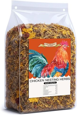 35 Oz Chicken Nesting Herbs Flowers 2.2lb Premixed 8 Dried Herbs Natural Nesting Box Herbs for Chicken Coop Freshness Promote Egg Laying Help Coop Smell Box Packaging in Kuwait