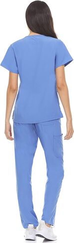 Hey Collection Scrubs Set 4-Way Stretch Mock Neck Princess Seam Medical Scrub Top and Flare Leg Pants with Four Pockets in Saudi Arabia