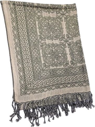 وشاح بعقدة سلتيك للنساء، لون أخضر داكن مشع، تصميم عقدة سلتيك، صنع في أيرلندا in Kuwait