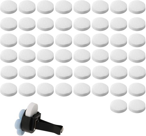 Round Essential Oil Diffuser Pad - 50 PCS Car Air Freshener Refill Felt Pads, Diffuser Refill Pads, Unscented Essential Oil Perfume Refill Pad, Mini Microfibre Air Filter Scent-Pads for Vent Clips in Kuwait