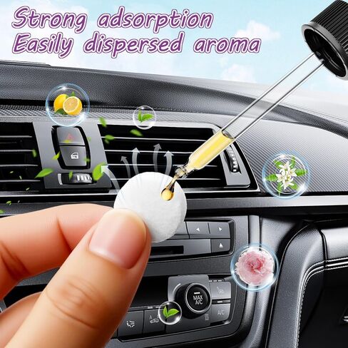 Round Essential Oil Diffuser Pad - 50 PCS Car Air Freshener Refill Felt Pads, Diffuser Refill Pads, Unscented Essential Oil Perfume Refill Pad, Mini Microfibre Air Filter Scent-Pads for Vent Clips in Kuwait