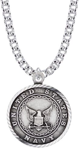 True Faith Jewelry Sterling Silver United States Navy Service Medal with St Michael Patron Saint Archangel Pendant Necklace, 3/4 Inch in Kuwait