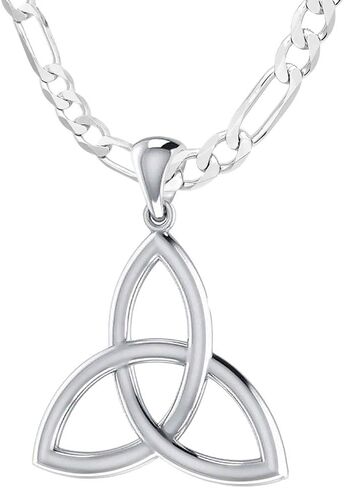US Jewels Ladies 925 Sterling Silver 27mm Irish Celtic Triquetra Knot Pendant Necklace, 18in to 24in in Saudi Arabia