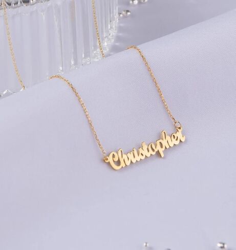 14K Gold Name Necklace - Personalized Name Jewelry - Custom Named Necklace - Dainty Gold Necklace -18 Fonts Style Name Necklace - Cable, Rolo and Figaro Chain Option - Bridesmaid Gifts - Mom Gifts in Saudi Arabia
