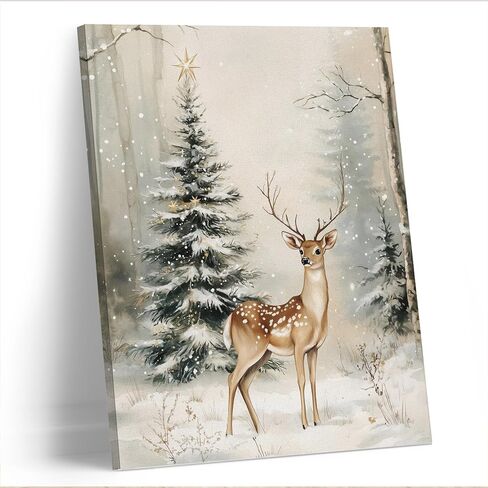 AEHIE Winter Wall Decor, Snowman Snowy Wall Art, Christmas Wall Decorations, Farmhouse Christmas Decor Framed Canvas Wall Art for Home Bedroom, Rustic Holiday Seasonal Wall Decor 11x14 in Kuwait