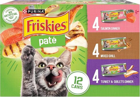 بورينا فريسكيز بات طعام القطط الرطب حزمة متنوعة من عشاء السلمون والديك الرومي والحوصلة والشواية المختلطة - (عبوتان من 12) 5.5 أوقية. علب in Kuwait