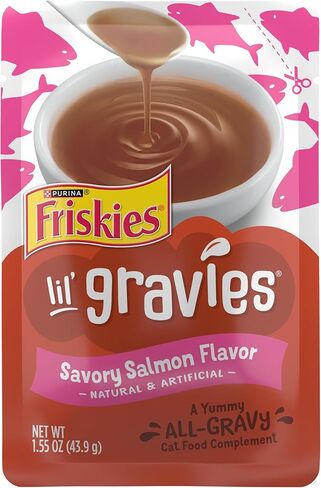 Purina Friskies Lil' Gravies Savory Salmon Flavor Cat Food Complement - (16) 1.55 oz. Pouches in Kuwait