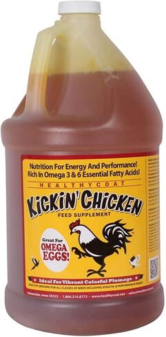 Healthy Coat Kickin' Chicken Feed Supplement: Gallon. Plumage, Skin, Molting, Egg, Immune System, Energy in Kuwait