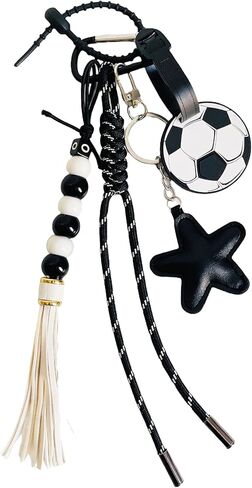 QTMY Cute Star Football Beaded Rope Braided Keychain Bag Charms for Handbag Purse Backpack Accessories for Bogg Bag,720 in Saudi Arabia