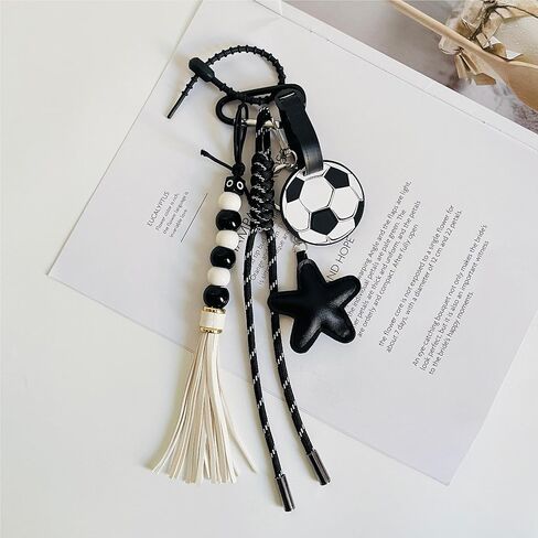 QTMY Cute Star Football Beaded Rope Braided Keychain Bag Charms for Handbag Purse Backpack Accessories for Bogg Bag,720 in Saudi Arabia
