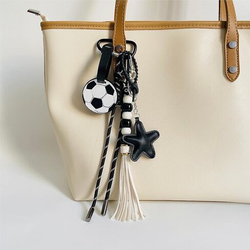 QTMY Cute Star Football Beaded Rope Braided Keychain Bag Charms for Handbag Purse Backpack Accessories for Bogg Bag,720 in Saudi Arabia