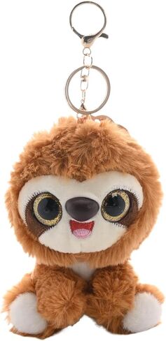 Plush Sloth Keychain - Adorable Brown Sitting Sloth with Big Eyes, Soft Furry Bag Charm and Keyring for Women, Handbag Pendant, Purse Tote Bag Ornaments in Kuwait