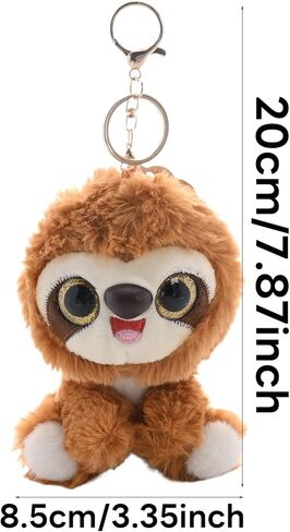 Plush Sloth Keychain - Adorable Brown Sitting Sloth with Big Eyes, Soft Furry Bag Charm and Keyring for Women, Handbag Pendant, Purse Tote Bag Ornaments in Kuwait