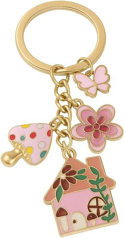 House Key Chain - Butterfly & Mushroom Key Chains for Women, Enchanted Cottage Bag Charms, Cute Keychains gift for Girls Girlfriend in Kuwait