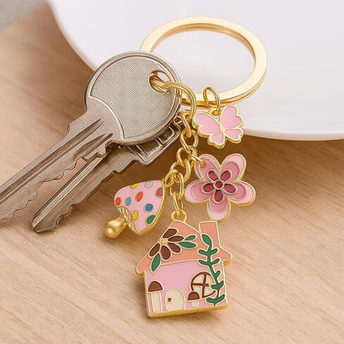 House Key Chain - Butterfly & Mushroom Key Chains for Women, Enchanted Cottage Bag Charms, Cute Keychains gift for Girls Girlfriend in Kuwait