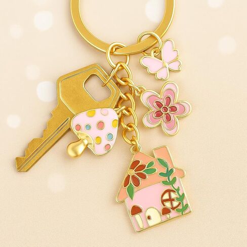 House Key Chain - Butterfly & Mushroom Key Chains for Women, Enchanted Cottage Bag Charms, Cute Keychains gift for Girls Girlfriend in Kuwait