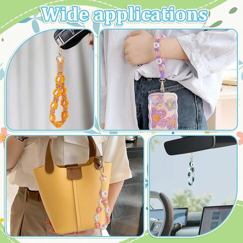 16 قطعة بوهو مكرميه السوار المفاتيح زهرة اليدوية المفاتيح السوار مفتاح سلسلة المعصم الحبل للمفاتيح لطيف ديزي كيرينغ للنساء in Kuwait