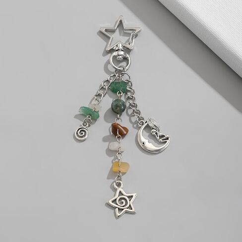 Sun Moon Star Keychain Y2K Aesthetic Boho Hippie Bag Charm, Vintage Style Purse Accessories for Women Girls in Saudi Arabia