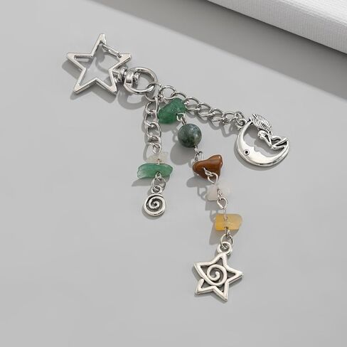 Sun Moon Star Keychain Y2K Aesthetic Boho Hippie Bag Charm, Vintage Style Purse Accessories for Women Girls in Saudi Arabia