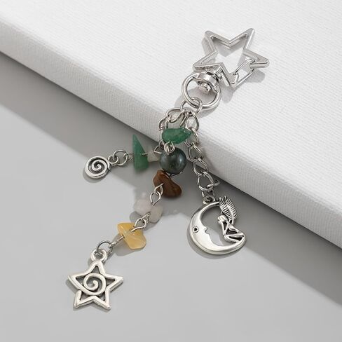 Sun Moon Star Keychain Y2K Aesthetic Boho Hippie Bag Charm, Vintage Style Purse Accessories for Women Girls in Saudi Arabia