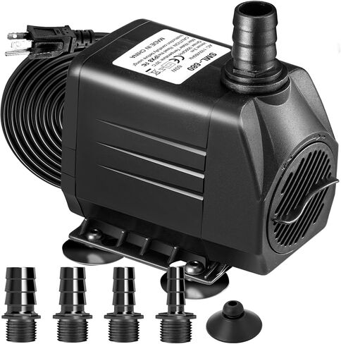 GROWNEER 2 حزم 550GPH مضخة غاطسة 30W مضخة مياه نافورة فائقة الهدوء، 2000 لتر / ساعة، مع رفع عالي 7.2 قدم، 3 فوهات لحوض السمك، خزان الأسماك، البركة، الزراعة المائية، التماثيل in Kuwait