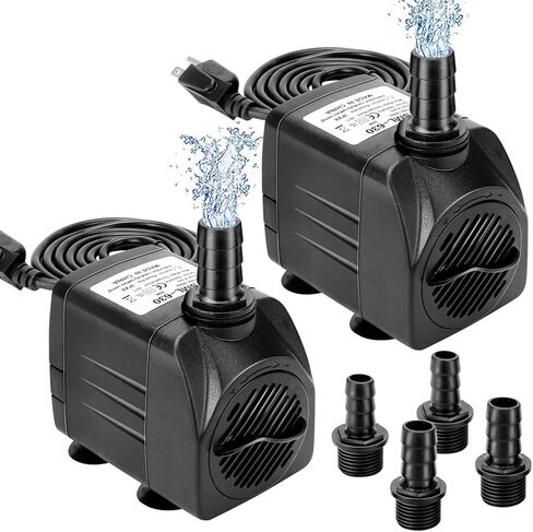 GROWNEER 2 Packs 550GPH Submersible Pump 30W Ultra Quiet Fountain Water Pump, 2000L/H, with 7.2ft High Lift, 3 Nozzles for Aquarium, Fish Tank, Pond, Hydroponics, Statuary in Kuwait