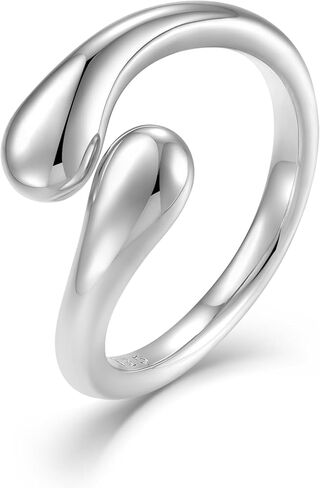 925 Sterling Silver Statement Rings for Women Open Adjustable Chunky Ring Size 7 in Kuwait