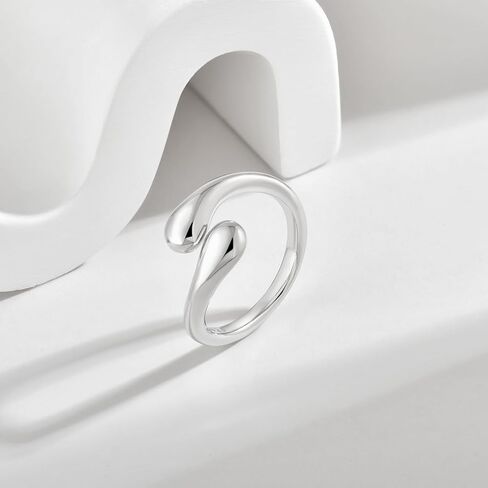 925 Sterling Silver Statement Rings for Women Open Adjustable Chunky Ring Size 7 in Kuwait