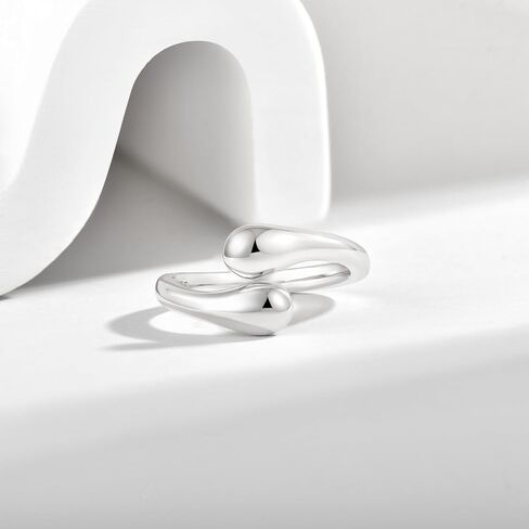 925 Sterling Silver Statement Rings for Women Open Adjustable Chunky Ring Size 7 in Kuwait