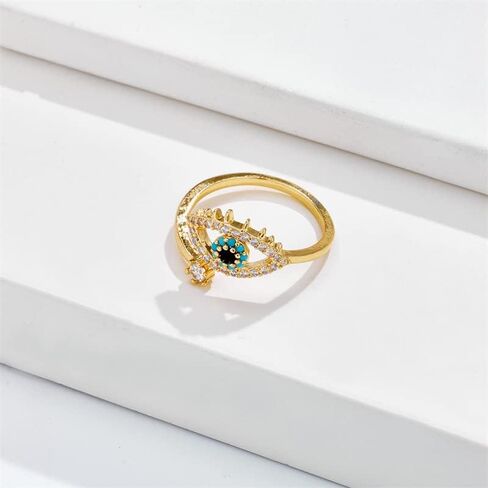 Turkish Evil Eye Rings For Women 14k Gold Plated Protection Spiritual Opening Adjustable Rings Lucky Amulet Wedding Couple Jewelry Gift in Kuwait