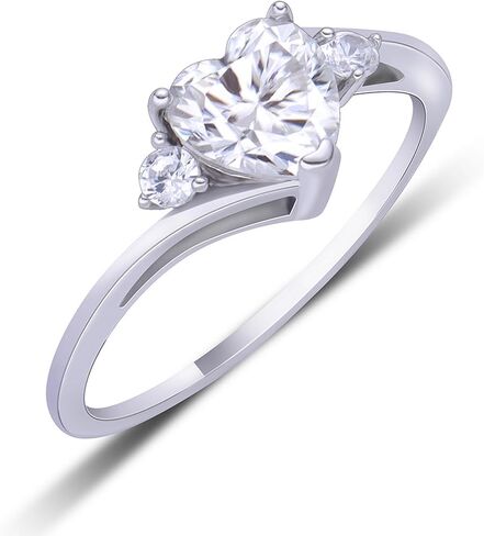 Platium Plated 925 Sterling Silver Heart Moissanite Engagement Ring for Women Girlfriend, Heart Engagement Wedding Ring,Valentine's Day Gift for Women Wife Girlfriend in Saudi Arabia