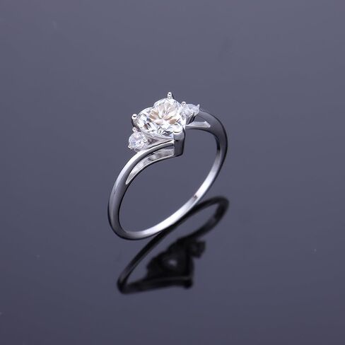 Platium Plated 925 Sterling Silver Heart Moissanite Engagement Ring for Women Girlfriend, Heart Engagement Wedding Ring,Valentine's Day Gift for Women Wife Girlfriend in Saudi Arabia