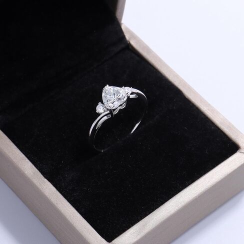 Platium Plated 925 Sterling Silver Heart Moissanite Engagement Ring for Women Girlfriend, Heart Engagement Wedding Ring,Valentine's Day Gift for Women Wife Girlfriend in Saudi Arabia