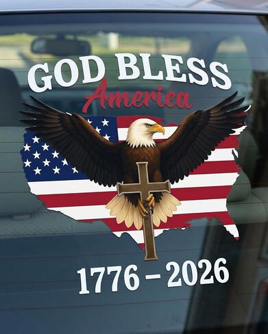 2 قطعة 12 "USA 250th الذكرى سيارة ملصق مائي ، 1776-2026 الله يبارك أمريكا المسيحية الوطنية النسر الصليب ملصق ، لنافذة الشاحنة in Saudi Arabia