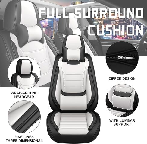 Car Seat Cover Full Set for Acura TLX Seat Covers 2015-2025, Nappa Leather Waterproof Seat Covers for Cars, Airbag Compatible, Universal Automotive Seat Covers(Luxury Full Set/Black White) in Saudi Arabia