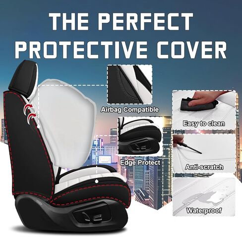 Car Seat Cover Full Set for Acura TLX Seat Covers 2015-2025, Nappa Leather Waterproof Seat Covers for Cars, Airbag Compatible, Universal Automotive Seat Covers(Luxury Full Set/Black White) in Saudi Arabia