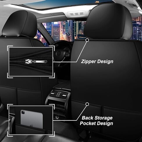 Car Seat Cover Full Set for Acura TLX Seat Covers 2015-2025, Nappa Leather Waterproof Seat Covers for Cars, Airbag Compatible, Universal Automotive Seat Covers(Luxury Full Set/Black White) in Saudi Arabia