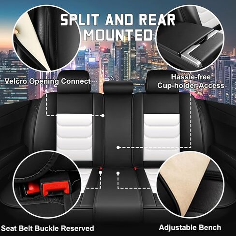 Car Seat Cover Full Set for Acura TLX Seat Covers 2015-2025, Nappa Leather Waterproof Seat Covers for Cars, Airbag Compatible, Universal Automotive Seat Covers(Luxury Full Set/Black White) in Saudi Arabia