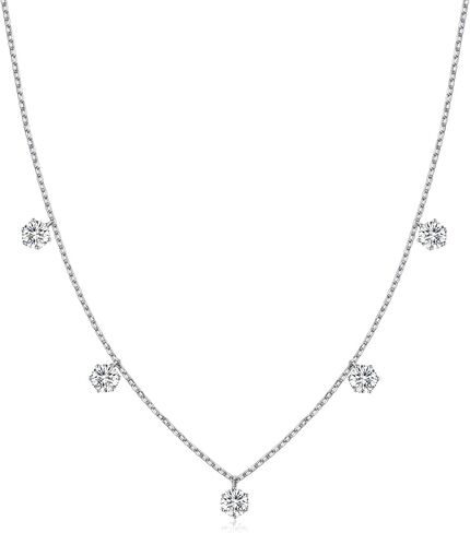 SecreTalk 2.5-5CT Tennis Moissanite Necklace for Women, 5 Stones 925 Sterling Silver D Color Ideal Cut Moissanite Necklace for Women with Certificate of Authenticity in Kuwait