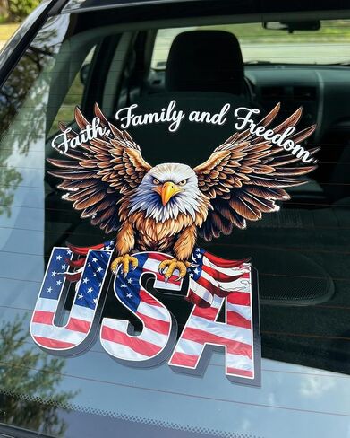 2 قطعة 12 "USA 250th الذكرى سيارة ملصق مائي ، 1776-2026 الله يبارك أمريكا المسيحية الوطنية النسر الصليب ملصق ، لنافذة الشاحنة in Kuwait