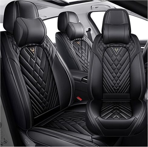 Car Seat Covers for BMW 2000-2026, Waterproof Nappa Leather Car Seat Protector, Comfortable and Anti-Slip Car Seat Cover&Accessories(5 Seats with Headrests/Black Red) in Saudi Arabia