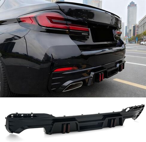 Rear Bumper Diffuser Lip Splitter with LED Light for 2018–2023 BMW 5 Series G30 530i 540i 530e Sedan, Replacement Accessories for BMW G30 in Kuwait
