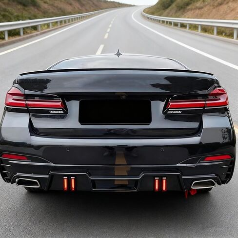 Rear Bumper Diffuser Lip Splitter with LED Light for 2018–2023 BMW 5 Series G30 530i 540i 530e Sedan, Replacement Accessories for BMW G30 in Kuwait