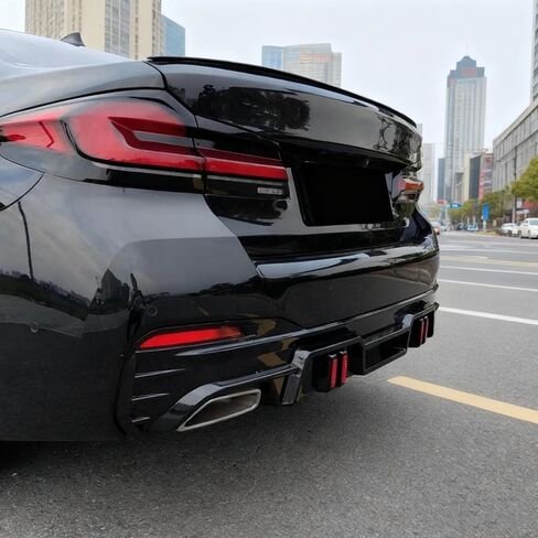 Rear Bumper Diffuser Lip Splitter with LED Light for 2018–2023 BMW 5 Series G30 530i 540i 530e Sedan, Replacement Accessories for BMW G30 in Kuwait