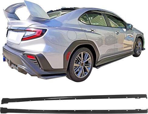 IKON MOTORSPORTS، تنانير جانبية متوافقة مع 2022-2026 Subaru WRX، زوج الشفاه المفسد من بلاستيك ABS الأسود غير المطلي in Saudi Arabia