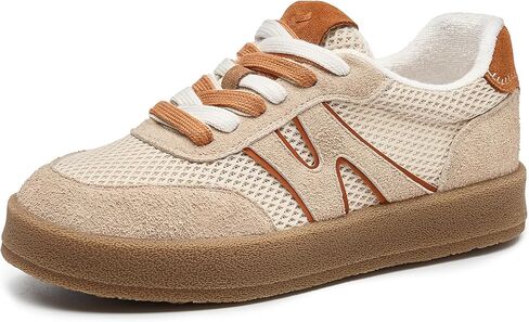 somiliss Women's Comfort Fashion Sneakers Non-Slip Walking Shoes Casual Tennis Skate Shoes | Mesh Suede Fabric,Rubber Sole,Memory Foam Insoles,Classic,Trendy Platform Sneakers,Lace-up Footwear in Kuwait